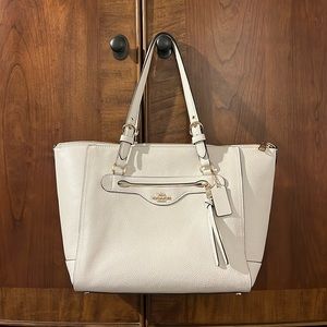 Coach Leather Kleo Carryall-Chalk